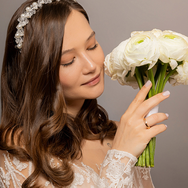 Обручка класична Комфорт Європейка з червоного золота з діамантом (арт. К239041) – зображення 3