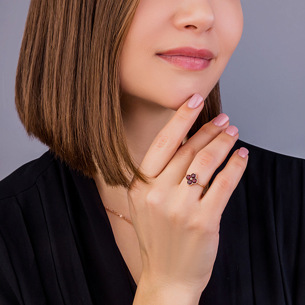 Каблучка з червоного золота з гранатом (арт. 141246Пк) – зображення 3