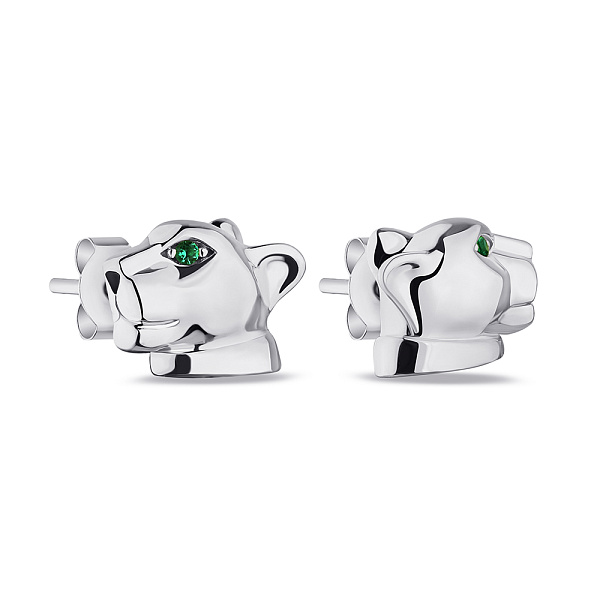 Серьги-пусеты из серебра в форме пантер (арт. 7518/6421аз) – изображение 1