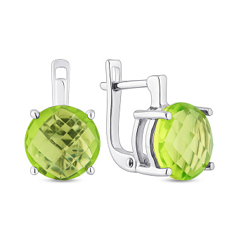 Фото Серебряные серьги с хризалитом (арт. 7502/2157397Хрз)