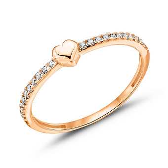 Золотое кольцо Сердце с фианитами (арт. 156179)