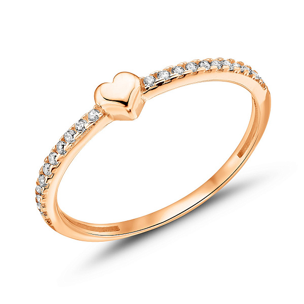 Золота каблучка Серце з фіанітами (арт. 156179) – зображення 1