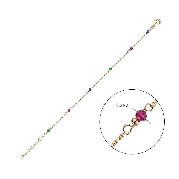 Золотий браслет на ногу з фіанітами (арт. 326516цвн) – зображення 2