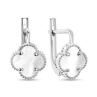 Фото Сережки з білого золота з перламутром (арт. 106088/9бп)