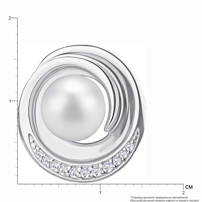Срібна підвіска з перлами і фіанітами (арт. 7503/2455жб)