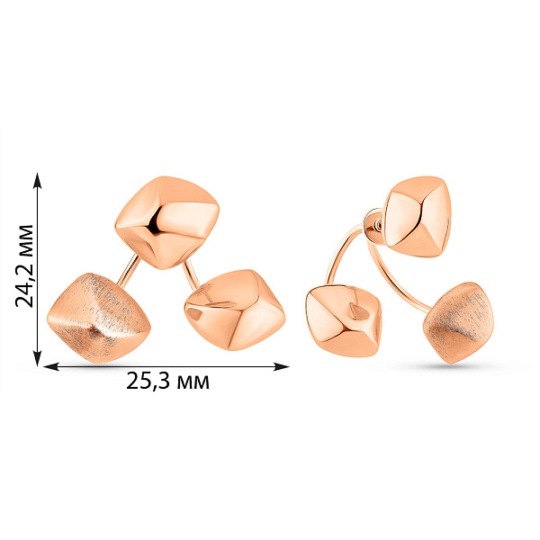 Сережки-джекети з червоного золота (арт. 104578) – зображення 2