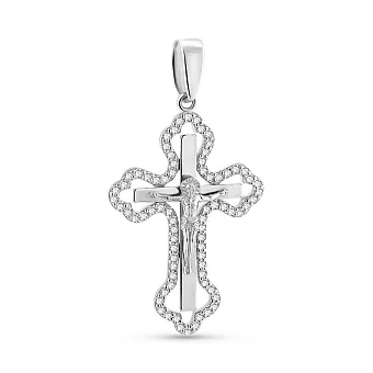 Золотий православний хрестик з діамантами (арт. П011846030б)