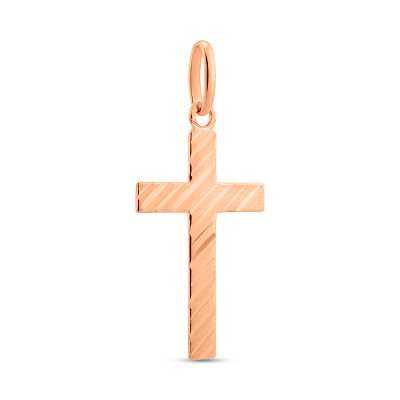 Крестик из красного золота с алмазной гранью (арт. 424874)