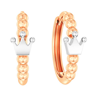 Золоті сережки-кільця Корона без каміння  (арт. 111189)