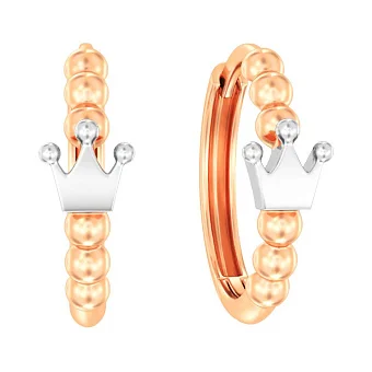 Золотые серьги-кольца Корона без камней  (арт. 111189)