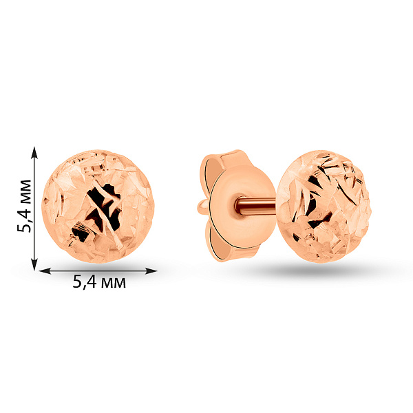 Золотые серьги пусеты с алмазной гранью (арт. 107848) – изображение 5