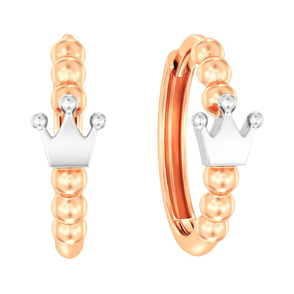 Золотые серьги-кольца Корона без камней  (арт. 111189) – изображение 1