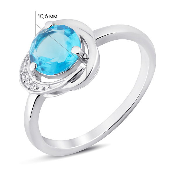 Серебряное кольцо с крупным топазом и фианитами (арт. 7501/2193968Птг) – изображение 2