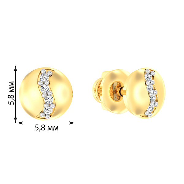 Золотые серьги пусеты с фианитами (арт. 110355ж) – изображение 2
