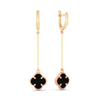 Золоті сережки з оніксом (арт. 110716/10о)