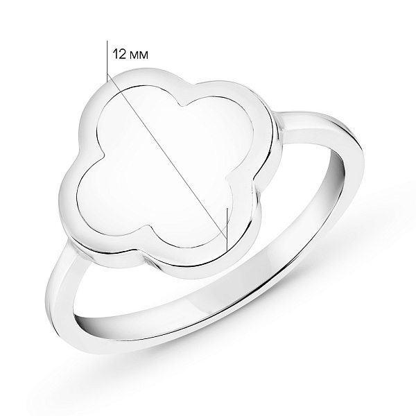 Каблучка Клевер з білого золота з емаллю (арт. 154528беб) – зображення 2