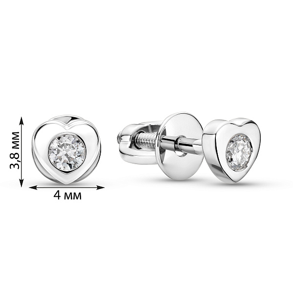 Золотые серьги пусеты Сердечки с бриллиантами (арт. Т011717010б) – изображение 2