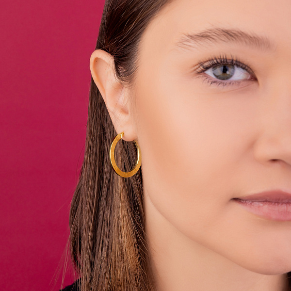 Золотые серьги кольца (арт. 109578/25ж) – изображение 3