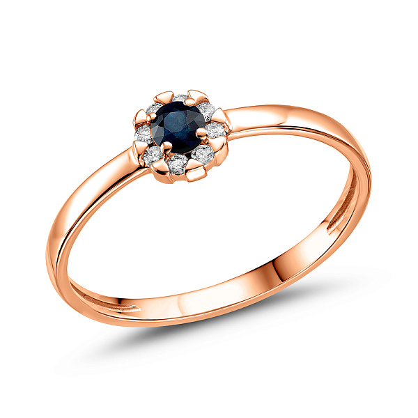 Золота каблучка з діамантами та сапфіром (арт. К011087с) – зображення 1