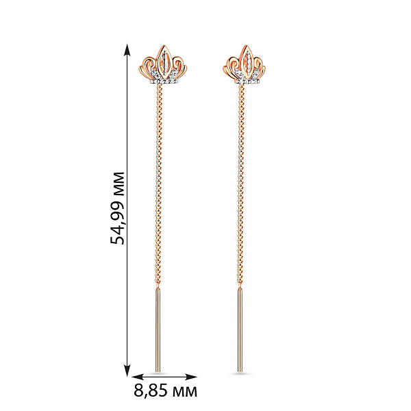 Золоті сережки-протяжки Корона (арт. 110832) – зображення 3