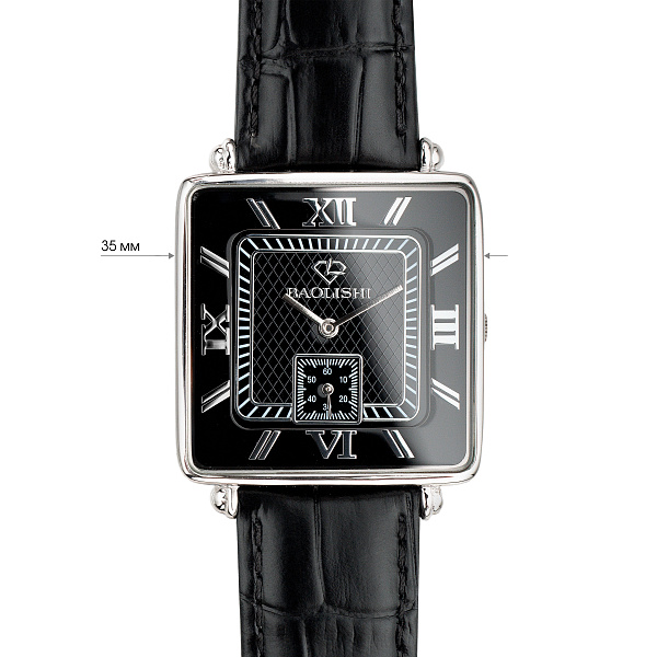 Масивний срібний годинник  зі шкіряним ремінцем (арт. 7526/162чч) – зображення 3