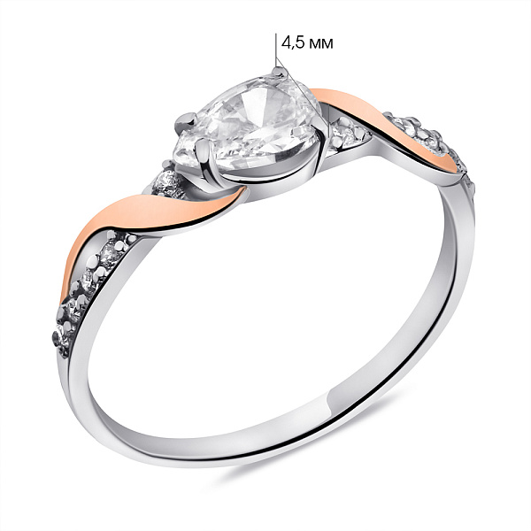 Серебряное кольцо с фианитами и золотой накладкой (арт. 7201/034кю) – изображение 2