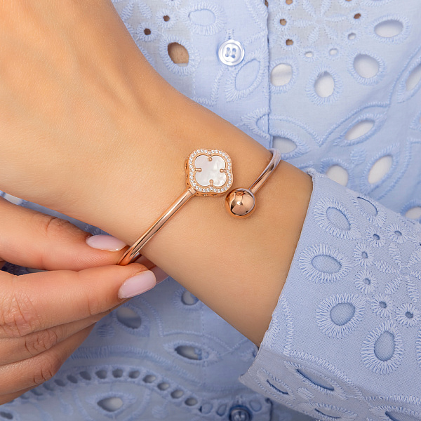 Золотой браслет с перламутром и фианитами (арт. 326446/15п) – изображение 3