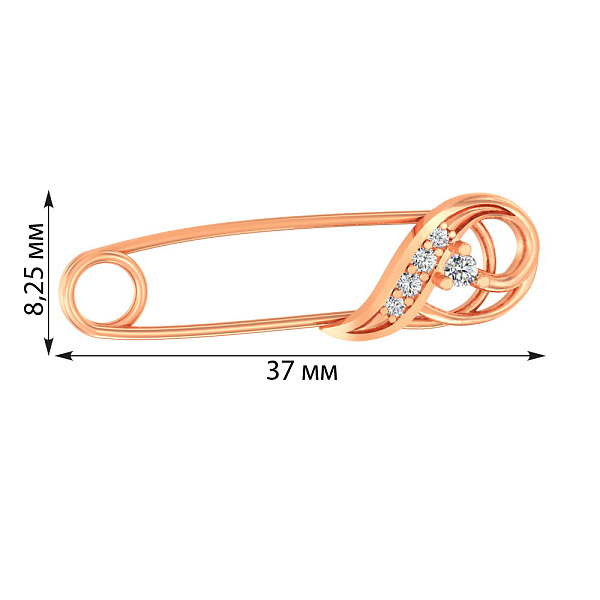 Золотая булавка с фианитами (арт. 360046) – изображение 2