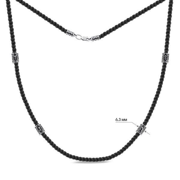 Шелковый шнурок с серебряными вставками (арт. 7307/263ш) – изображение 2