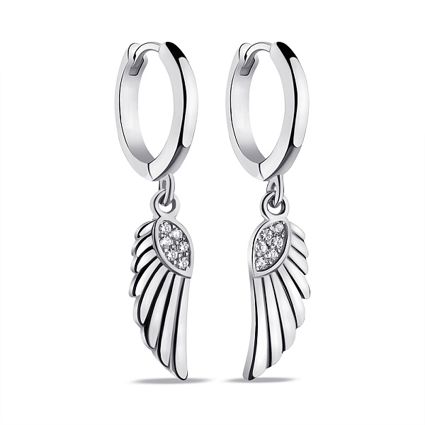 Срібні сережки-кільця з підвісками (арт. 7502/9305/10) – зображення 1