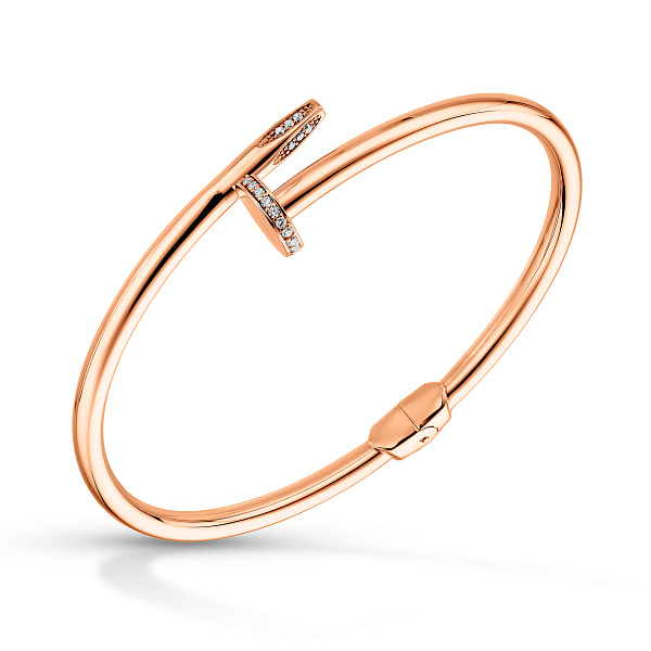 Жорсткий золотий браслет  з фіанітами (арт. 340154) – зображення 1