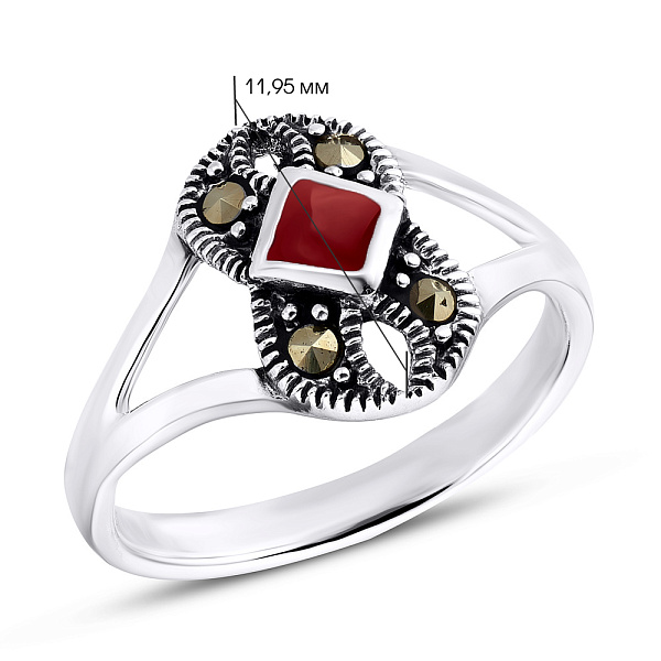 Серебряное кольцо с корундом и марказитами (арт. 7401/4215мркКр) – изображение 2