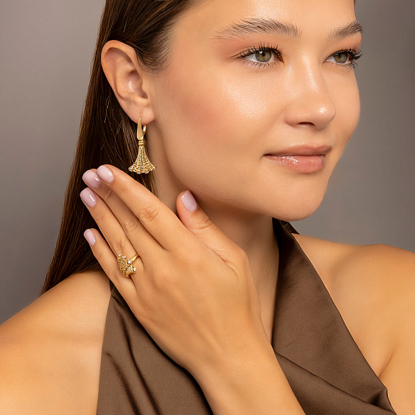 Золоті сережки-підвіски Francelli (арт. е1092003ж) – зображення 4