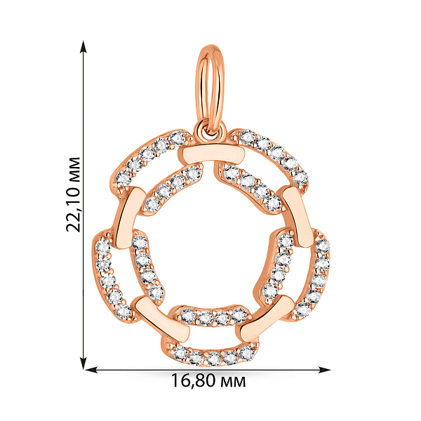 Підвіс "Ланки" з червоного золота з фіанітами  (арт. 424583) – зображення 2
