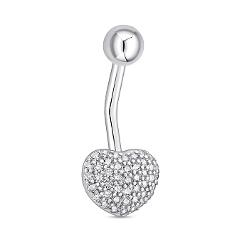 Фото Серебряная серьга-пирсинг для пупка Сердце с фианитами (арт. 7512/024)