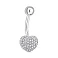 Серебряная серьга-пирсинг для пупка Сердце с фианитами (арт. 7512/024) – изображение 1