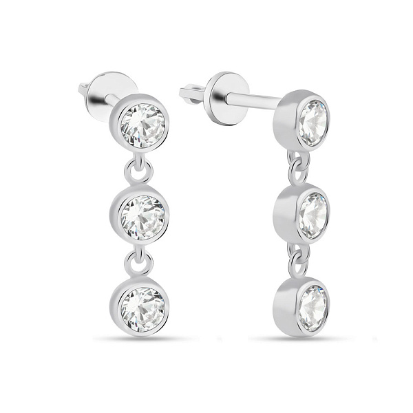 Серьги-пусеты из серебра с фианитами (арт. 7518/1934) – изображение 1