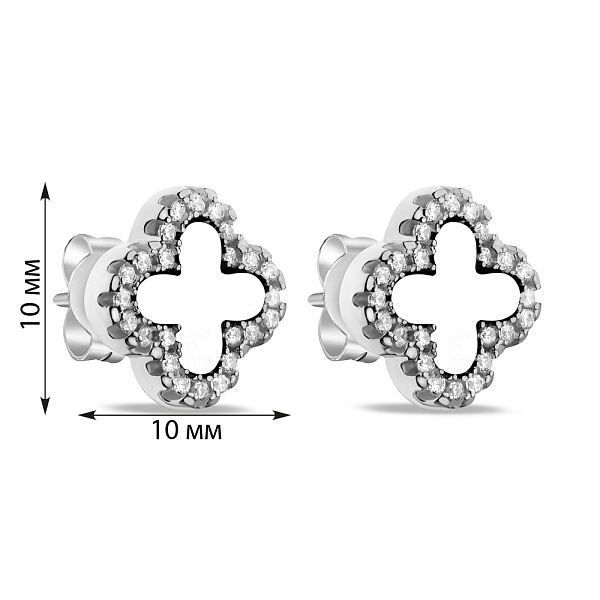 Срібні сережки "Клевер" з перламутром (арт. 7518/5108/10п) – зображення 2