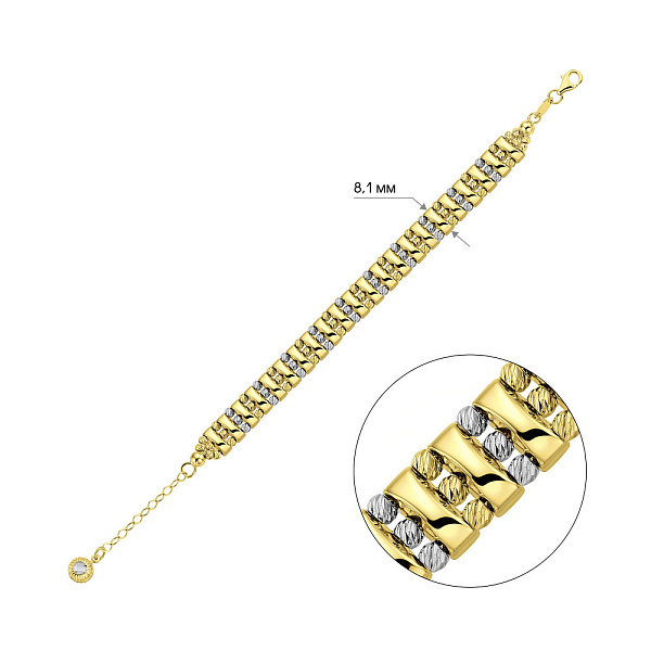 Широкий браслет Francelli з жовтого і білого золота (арт. 326131жб) – зображення 4