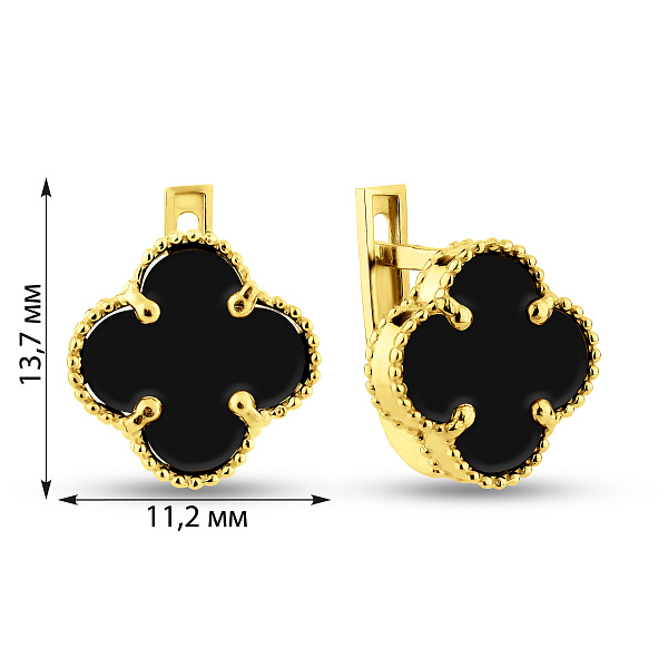 Серьги из желтого золота с ониксом (арт. 106087/10жо) – изображение 4