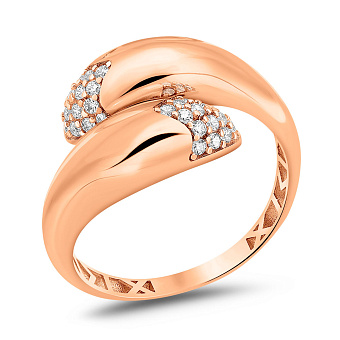 Фото Кольцо из красного золота с фианитами (арт. 156625)