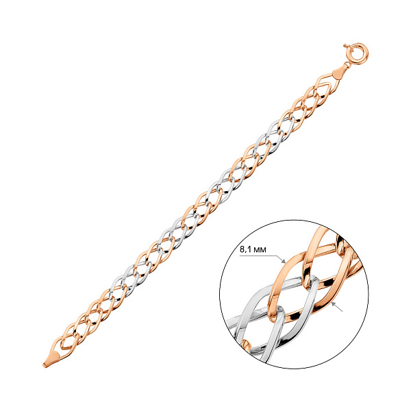 Браслет з червоного і білого золота (арт. 326463кб) – зображення 4