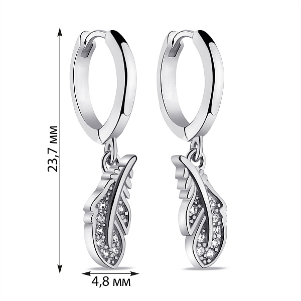 Серебряные серьги-кольца с фианитами (арт. 7502/9344/10) – изображение 2