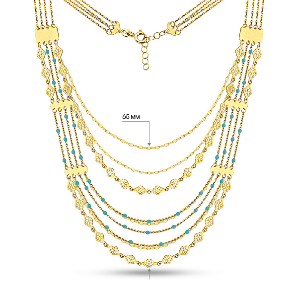 Многослойное колье Francelli из желтого золота с эмалью (арт. 352853жег) – изображение 4