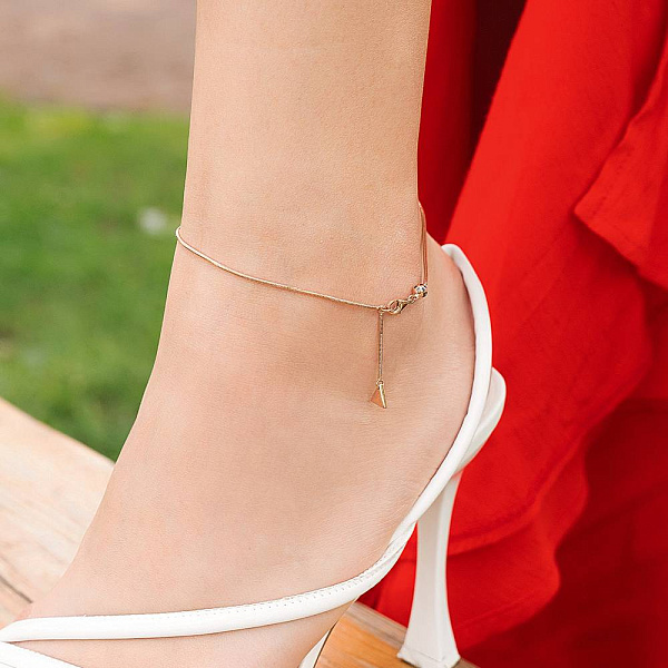 Золотий браслет на ногу Трикутник з підвісною частиною (арт. 326311н) – зображення 2