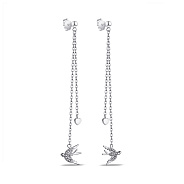 Длинные серебряные серьги с фианитами (арт. 7518/С2Ф/2030)