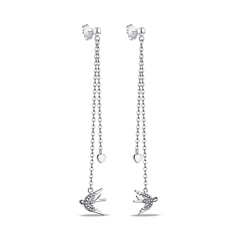 Фото Длинные серебряные серьги с фианитами (арт. 7518/С2Ф/2030)
