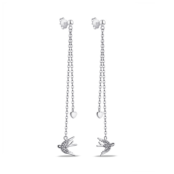 Длинные серебряные серьги с фианитами (арт. 7518/С2Ф/2030) – изображение 1