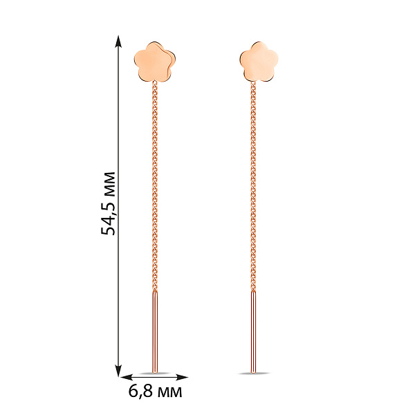 Золотые сережки-протяжки без камней (арт. 109275) – изображение 3
