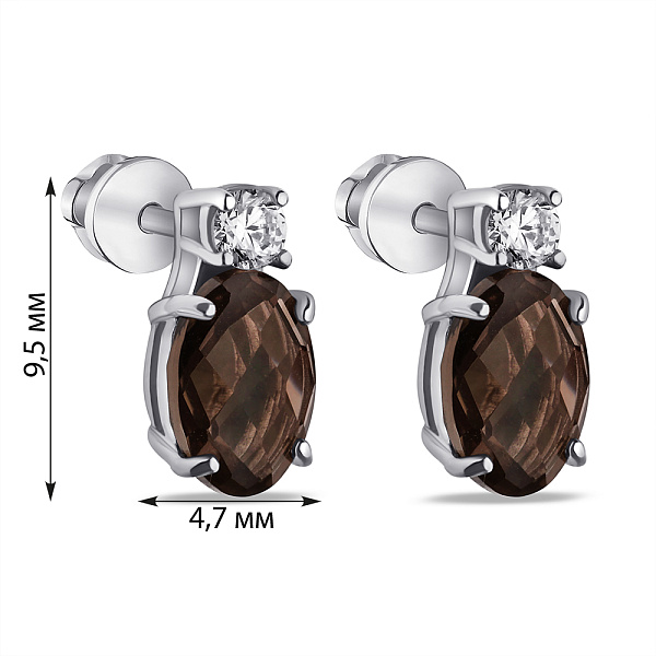 Серебряные серьги с кварцем и фианитами  (арт. 7518/2293Пккр) – изображение 2